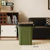 Cubo de basura grande de plástico con tapa abatible y doble asa transfronterizo para uso doméstico, papelera cuadrada para baño, papelera para sala de estar y cocina