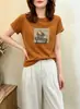 Camiseta de Algodón Acanalado Guangzhou Thirteen Factories 220g para Mujer, Directo de Fábrica, Top de Manga Corta Ajustado, Exclusivo de Verano para Mayoristas
