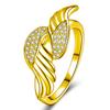 Alas de ángel alas de plumas anillo de circonita de diamante completo moda simple moderno personalidad Alas Alas anillo
