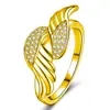 Anillo de Alas de Ángel de Plumas con Circonita de Diamante Completo Moda Tendencia Simple Anillo Personalizado de Alas de Plumas