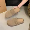 Sandalias Birkenstock de exterior para mujer, nueva moda de verano vintage, de punta cerrada, con suela gruesa, tipo slip-on