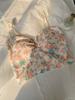Ai Chunshi Menina Doce Estampado Floral Macacão Almofada de Peito Plissado Camisole Pequeno Peito Ombro a Ombro Emagrecimento Top Tubo Estampado de Menina