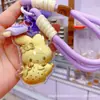 Chaveiro Pingente Ouro Puro 999 Desenho Animado Fofo Gato Kt Bolinho de Arroz Corrente para Celular Pingente Atacado