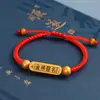Pulseira de Fio Vermelho do Zodíaco para Homens e Mulheres, Par, Joia Dourada com Contas, Fio Vermelho da Sorte, Pulseira Trançada Artesanal Venda por Atacado