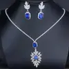 Collares de Joyería Europeos y Americanos de Venta Caliente Transfronterizos, Joyería de Nicho de Lujo Ligero a la Moda, Set de Aretes de Zirconia de Gama Alta, Accesorios para Mujer