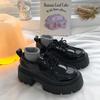 Sapatos Pequenos de Couro Versáteis Estilo Britânico Retrô para Mulheres 2026 Nova Coleção Primavera Loafers Franceses de Couro Envernizado com Cadarço de Solado Grosso e Bico Redondo
