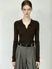 Estilo old money, de alta qualidade, emagrecedor, suéter de tricô canelado para mulheres, início do outono, estilo francês, versátil, retrô, de manga comprida, blusa de puxar
