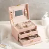 Caja de Joyería de Suministro Directo Transfronterizo, Caja de Almacenamiento de Lujo Ligero, Gran Capacidad, Multicapa, Caja de Almacenamiento de Joyería Grande