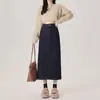 Falda de Mezclilla Azul con Abertura para Mujer Tendencia 2025 Versátil Nueva de Verano de Cintura Alta Línea A de Longitud Media