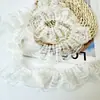 Renda Colorida com Ponto de 4cm com Renda Plissada de Camada Dupla Acessórios de Renda para Roupa Artesanal DIY Saia Folha de Lótus Atacado