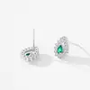 Pendientes Colgantes Elegantes de Plata de Ley 925 con Microincrustaciones de Diamante Verde para Mujer Joyería Simple de Moda de Nicho Pendientes