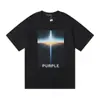 Comércio Exterior Marca da Moda Marca Roxa Logo Clássico de Letras Estampado Manga Curta Névoa Rua Americana Marca da Moda Camiseta