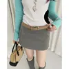Cinturón Estilo Preppy Retro para Ropa de Trabajo Diaria de Mujer Estilo Coreano Versátil Mate Hebilla de Pin con Falda Corta Cinturón de Moda Urbana
