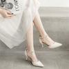 Sandalias Decorativas de Cuentas de Cristal Hada 2023 Moda Nuevo Estilo Zapatos de Diosa Tacón Fino Hebilla Baotou Boca Baja Puntiagudas