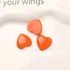 Verão Fresco Laranja Laranja Gelo Coração de Pêssego Rachado Coração Patch de Resina Brincos DIY Brincos Femininos Acessórios de Flor de Sapato