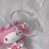 Pulsera abierta de lazo esmerilado antiguo joyería para niña estilo nicho ins pulsera plateada combinable para mujer estilo Mori
