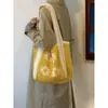 Bolsa tejida a mano con estampado floral perezoso para mujer, estilo coreano, nueva, gran capacidad, bandolera única, bolso de mano versátil casual