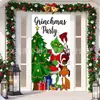 Cortina de Puerta Temática Navideña del Grinch Verde de Venta Caliente Transfronteriza Tela de Fondo Tela Colgante Decorativa Atrezo para Disparo