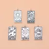 Juego de 5 Colgantes Pequeños de Tarot de Plata Antigua, Accesorios de Joyería, 5 Estilos, 1 de Cada Uno, Cada Juego Pesa Aproximadamente 14g