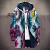 2025 Cardigan Casual Masculino com Capuz e Zíper Padrão Tie-Dye Cross-Border Temu Jaqueta de Algodão Forro Cinza DIY