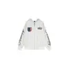 Moletom com capuz listrado, distintivo retro americano 2026, primavera/outono, unissex, modelagem solta, estilo boyfriend, jaqueta casual com zíper, marca da moda