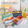 Lonchera de estilo japonés con compartimento de doble capa para calentar en microondas, para estudiantes, oficinistas, fitness, familia, fruta sellada