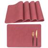 Posavasos Personalizado Ningxin Patrón de Tela Posavasos de Cuero Doble Cara Impermeable y Resistente al Aceite Mantel de Mesa Mantel Aislante para Mesa de Comedor Resistente a Altas Temperaturas Comida Occidental