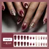 Unhas de Manicure Rosa e Roxas Mais Vendidas Transfronteiriças, Unhas Postiças Repetíveis com Flores Retrô, 24 Peças de Unhas Usáveis Cravejadas com Diamantes Atacado