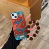 Funda para teléfono iPhone16promax a cuadros estilo coreano con lazo para Apple 15Pro Cuerda de mano 14/13 Mujeres