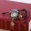 Venta Directa de Fábrica Pulsera Reloj de Cuero Genuino, Pulsera Reloj de Cuero de Vaca Retro, Pulsera Hecha a Mano con Perlas, Pulsera Reloj para Hombres y Mujeres