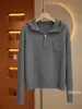 Nuevo suéter de punto de lana para otoño e invierno para mujer, sudadera con media cremallera, engrosado, cálido, versátil, camiseta básica de corte holgado