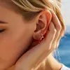 Pendientes Pequeños Apilados Completamente de Plata S925 Pendientes Lentejuelas Redondas Incrustadas con Circonitas Hebillas Exquisitas para Hueso de la Oreja para Mujeres