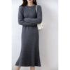 Novo Vestido de Caxemira para Outono Início Outono Feminino Longo Acima do Joelho Peça Externa Outono e Inverno Suéter Solto Gola Redonda Tricô de Lã