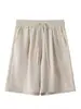 Shorts de Linho Respirável Estilo Old Money para Homens, Calças Casuais Finas e Soltas de Algodão-Linho para o Verão, Shorts Casuais de Comprimento Médio