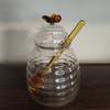 Tarro de Miel de Vidrio Transparente para el Hogar con Tapa Palo Agitador de Vidrio Botella de Miel Vaso de Mermelada Creativo Tarro Transparente