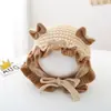 Touca de tricô para bebê com tiras, versão coreana para outono e inverno, doce e fofa, gorro quente para atividades ao ar livre para bebês
