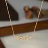 Corrente Elegante para Clavícula com Banhos de Ouro Real e Zircônias Microincrustadas para Mulheres, Colar Espiga de Trigo com Design de Nicho, Gargantilha Simples Estilo Celebridade da Internet