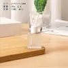 Botella cuadrada de perfume blanco mate con difusor, con flores secas y varillas difusoras, para uso como fragancia para el hogar, adecuada para dormitorios