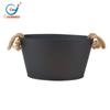 Cubo de Hielo Ovalado Negro Clásico de Fábrica Enfriador de Bebidas Metálico Cubo para Bebidas Cubo Refrigerado para Vino Cerveza