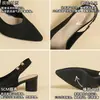 Bt663 Zapatos de Princesa Huecos Sandalias Tejidas Baotou con Tira Trasera Hueca Punta Fina Boca Baja Hueco Lateral Sandalias de Tacón Grueso Diarias