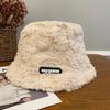 Sombrero Negro de Punto Felpa Sombrero de Pescador para Mujer Otoño e Invierno Estilo Coreano Cabeza Grande Sombrero de Cubo Cálido Sombrero de Cubeta para Cara Pequeña Moderno