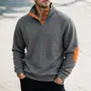 2026 Comercio Exterior Transfronterizo Otoño/Invierno Talla Europea Hombre Casual Cuello Alto Manga Larga Tejido de Cuadros Pequeños Sudadera Ajuste Holgado Top