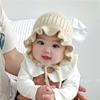 Chapéu de Bebê Menina Outono e Inverno Bonito Renda Princesa Chapéu de Bebê Inverno à Prova de Vento Proteção Auricular Bolsa Chapéu de Rosto Chapéu de Lã