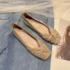 Zapatos Suaves de una Sola Capa para la Noche para Mujer Zapatos de Leche para Mujer Primavera y Verano Nuevos Estilo Coreano Boca Baja Punta Cuadrada Cómodos Combinan con Todo Talla Grande Zapatos Planos