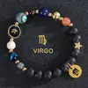 Venta Caliente de AliExpress Pulsera de Ocho Planetas Doce Constelaciones Pulsera de Piedra Mate con Cuentas Pulsera de Planeta 12 Constelaciones