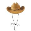 Sombrero vaquero de paja de ala ancha con correa transpirable, informal, para primavera y verano, estilo europeo y americano, para viajes al aire libre y protección solar.