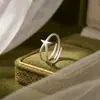 Anillo de Estrella de Mar Mate de Plata de Ley S925 para Mujer, Anillo de Lujo Ligero de Gama Alta, Diseño de Moda Coreana de Nicho Anillo de Estrella