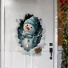 Pegatina de Pared Creativa de Muñeco de Nieve Rompiendo la Pared de Navidad para Sala de Estar, Baño, Pared de Fondo, Decoración del Hogar, Pegatina de Pared Autoadhesiva