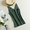 Dropshipping Nova Camisola de Renda Crochê Feminina com Decote V e Painéis, Top Curto de Malha Slim para Usar por Cima