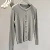 Cárdigan de punto trenzado, color liso, de alta gama, estilo coreano, cuello redondo, con pliegues para mujer, nueva colección de primavera, top juvenil de manga larga, corte holgado
